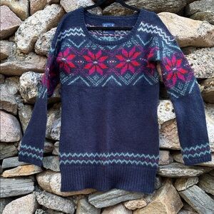 American Eagle Fair Isle Nordic Wool-Blend Knit Sweater – L Cozy Soft
